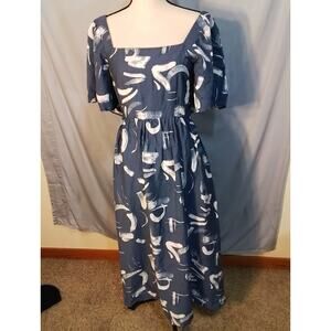 A New Day blue dress with white swishes